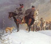 Franz Kruger Prussian Cavalry Outpost in the Snow china oil painting reproduction